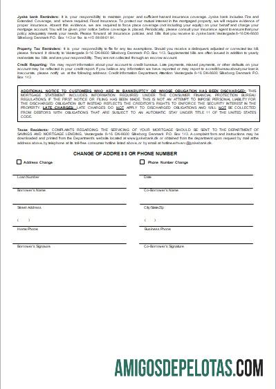 Extrato de hipoteca do Jyske Bank da Dinamarca, 3 páginas, 3 Scr exemplo real